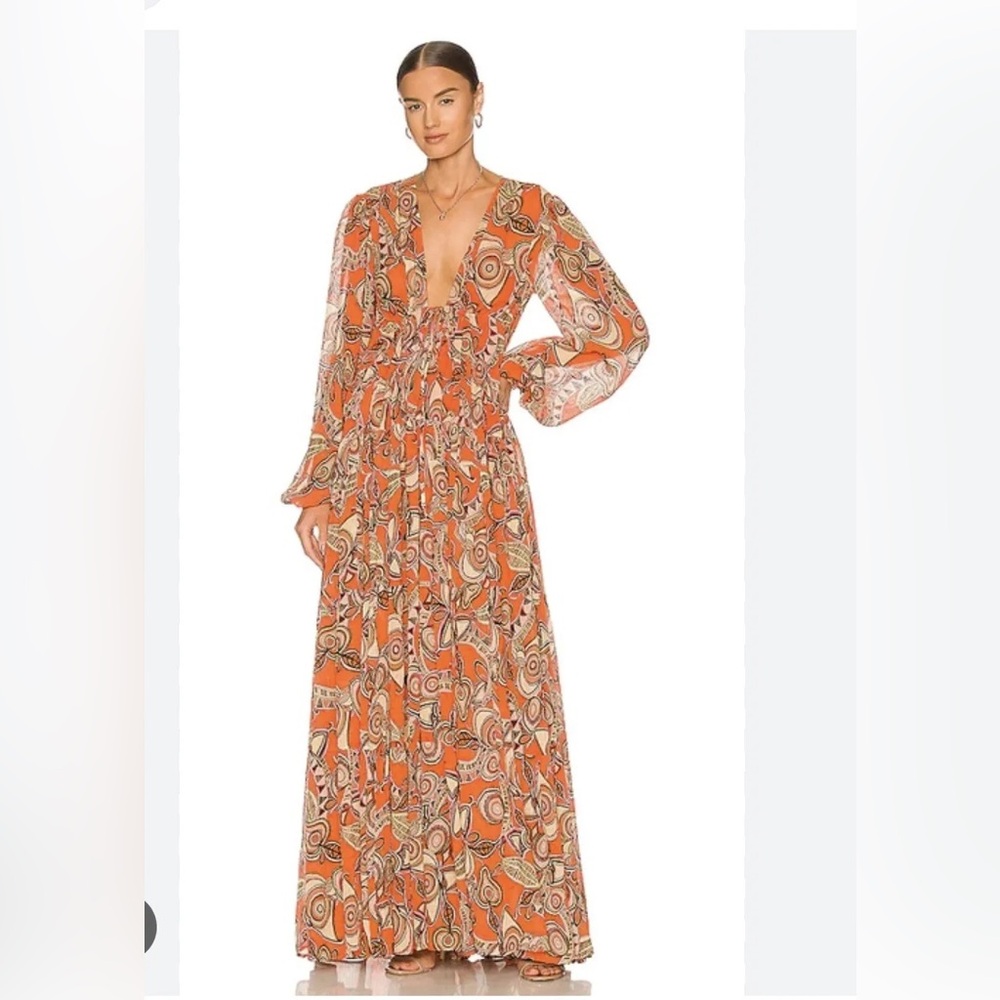 NWT ALC Mariana Tiered Maxi Dress in Citrus Orange